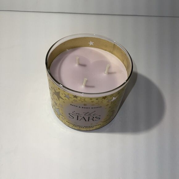 Bath & Body Works In The Stars Scented Candle 3-Wick 14.5 Oz Gold Lid - Picture 4 of 5
